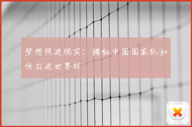 梦想照进现实:揭秘中国国家队如何打进世界杯